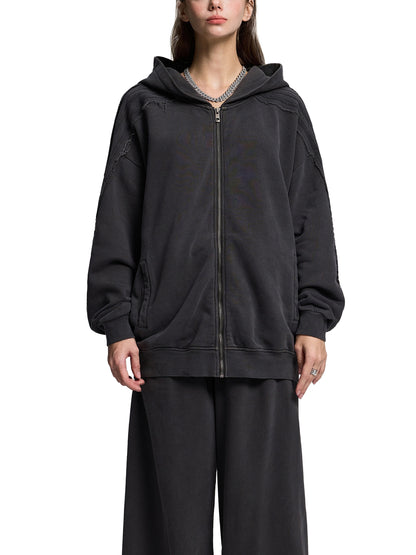 Cool Moms Club Raw Edge Zip Hoodie